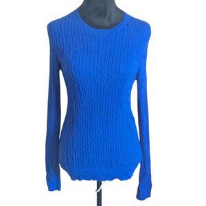 Brooks Brothers Italian Cashmere Cable Knit Sweater Electric Blue Luxury M